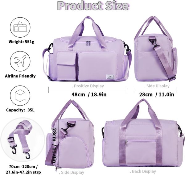Women's Gym Duffle Bag with Shoes Compartment, 37L Capacity, Ideal for Travel, Gym, Sports, Duffel, Weekender - Image 2