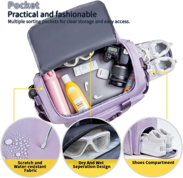 Women's Gym Duffle Bag with Shoes Compartment, 37L Capacity, Ideal for Travel, Gym, Sports, Duffel, Weekender - Image 3